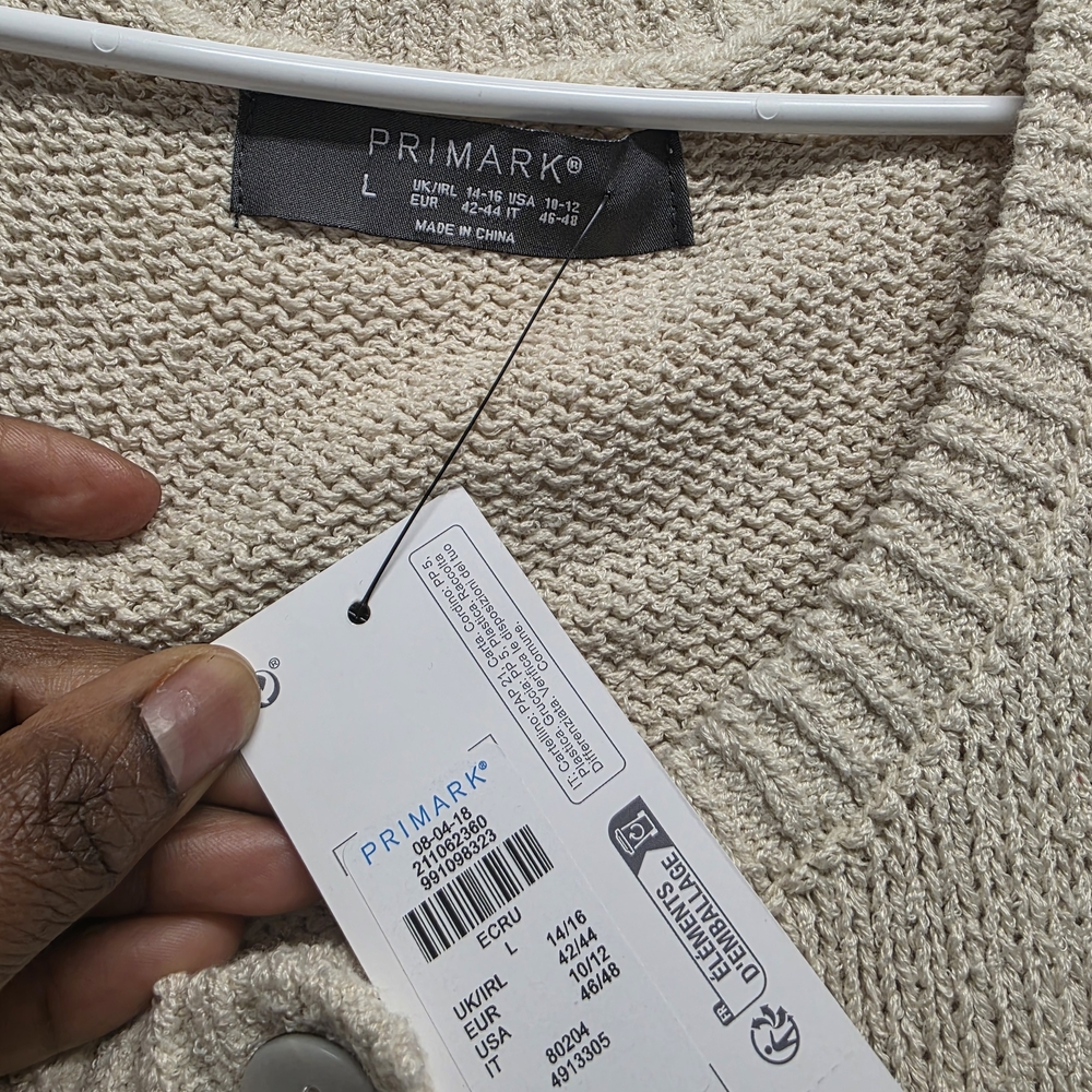 Primark Knit Beige Sweater Vest Size Large 10/12 - Picture 5 of 7